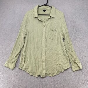 Torrid Top Womens 2 / 2X Button Up Long Sleeve Green Gauze Office Lightweight